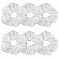 6 Pcs Satin Scrunchies Soft Hair Ties Ponytail Holders Hair Bands Hair Accessories For Women And Girls 43 Inch White