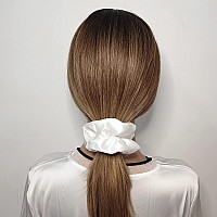 6 Pcs Satin Scrunchies Soft Hair Ties Ponytail Holders Hair Bands Hair Accessories For Women And Girls 43 Inch White