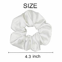 6 Pcs Satin Scrunchies Soft Hair Ties Ponytail Holders Hair Bands Hair Accessories For Women And Girls 43 Inch White