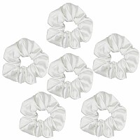 6 Pcs Satin Scrunchies Soft Hair Ties Ponytail Holders Hair Bands Hair Accessories For Women And Girls 43 Inch White