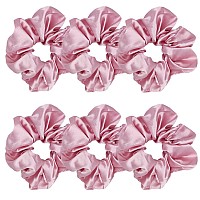 6 Satin Silk Scrunchies Soft Hair Ties Ponytail Holders Fashion Hair Bands Hair Bows Ropes Elastic Accessories For Wome