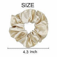 6 Pcs Satin Silk Scrunchies Soft Hair Ties Bows Elastics And Ponytail Holders For Women And Girls 43 Inch Light Gold