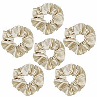 6 Pcs Satin Silk Scrunchies Soft Hair Ties Bows Elastics And Ponytail Holders For Women And Girls 43 Inch Light Gold