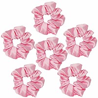 6 Pcs Satin Hair Scrunchies And Ties Soft Ponytail Holders Fashion Hair Bands Bows Ropes And Elastics For Women And Girls