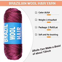 Ruiyok 2Pcs Brazilian Wool Hair Yarn For Braids Acrylic Hand Knitting Yarn For Hair Braiding Hair Extension Faux Locs African Cr