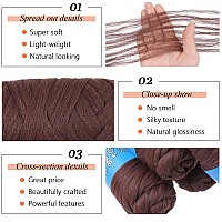 Ruiyok 4Pcs Brown Brazilian Wool Hair For Braids Acrylic Hand Knitting Yarn For Hair Braiding Hair Extension Faux Locs African C