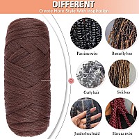 Ruiyok 4Pcs Brown Brazilian Wool Hair For Braids Acrylic Hand Knitting Yarn For Hair Braiding Hair Extension Faux Locs African C