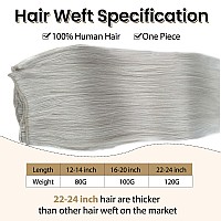 Sew In Hair Extensions Real Human Hair 18 Inch 100 Gram Sew In Weft Hair Extensions Human Hair Weave Bundles Platinum Silver Sea