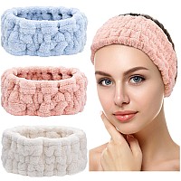 Chuangdi 3 Pieces Spa Facial Headband For Makeup And Washing Face Terry Cloth Hairband Yoga Sports Shower Facial Elastic Head Ba