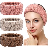 Chuangdi 3 Pieces Spa Facial Headband For Makeup And Washing Face Terry Cloth Hairband Yoga Sports Shower Facial Elastic Head Ba