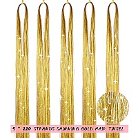 Aifihiyi Hair Tinsel Kit With Tools Gold Tinsel Hair Extensions Fairy Hair Tinsel Kit Heat Resistant Sparkling Glitter Hair Ext