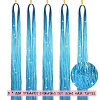 Aifihiyi Hair Tinsel Kit With Tools Blue Tinsel Hair Extensions Fairy Hair Tinsel Heat Resistant Sparkling Shinny Glitter Hair