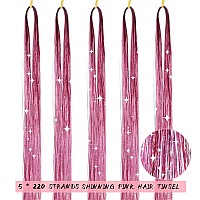 Aifihiyi Pink Hair Tinsel Kit With Tools Tinsel Hair Extensions Fairy Hair Tinsel Kit Heat Resistant Sparkling Shinny Glitter H