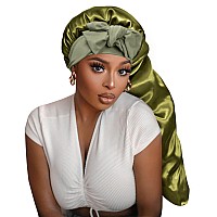 Satin Silk Bonnet Hair Cap Long Bonnets With Elastic Tie Band Adjustable Straps Jumbo Size Sleep For Sleeping Comfortable Str