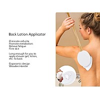 Lotion Applicator for Back Professional Wooden Long Handle Shower Back Scrubber Brush with Replacement Heads for Home Men Women