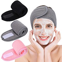 Whaline Spa Facial Headband Make Up Wrap Head Terry Cloth Headband Adjustable Towel Band For Face Washing Shower Facial Cover 3