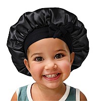 Satin Silk Bonnet Hair Cap 2Pcs Bonnets For Kids With Elastic Tie Band Adjustable Straps For Sleeping Sleep Comfortable Stret