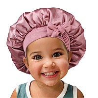 Satin Silk Bonnet Hair Cap 2Pcs Bonnets For Kids With Elastic Tie Band Adjustable Straps For Sleeping Sleep Comfortable Stret