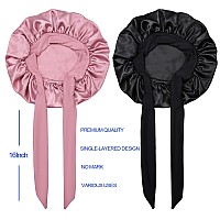 Satin Silk Bonnet Hair Cap 2Pcs Bonnets For Kids With Elastic Tie Band Adjustable Straps For Sleeping Sleep Comfortable Stret