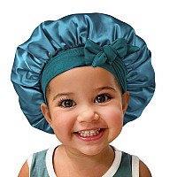 Satin Silk Bonnet Hair Cap 2Pcs Bonnets For Kids With Elastic Tie Band Adjustable Straps For Sleeping Sleep Comfortable Stret