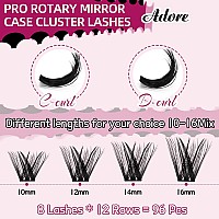 Lash Clusters 96Pcs Cluster Lashes Rotary Mirror Case Individual Lashes Diy Lash Extension Eyelash Clusters 1016 Mix Fluffy Wi