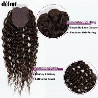 D But Synthetic Hair 8 Bundles With Simple Closure Water Wave High Temperature Fiber Wavy Hair Weave 9Pcs 20 Inches 240G Brown