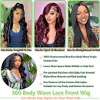 360 Body Wave Lace Front Wigs Human Hair Glueless Wigs Human Hair Pre Plucked With Baby Hair 180 Density Brazilian Virgin Hair