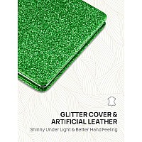 Omiro Compact Mirror Glitter Pu Leather 1X3X Magnification Ultra Portable For Purses 24 W X 34 L Green