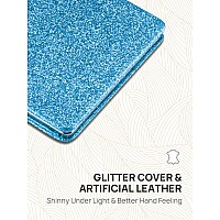 Omiro Compact Mirror Glitter Pu Leather 1X3X Magnification Ultra Portable For Purses 24 W X 34 L Blue