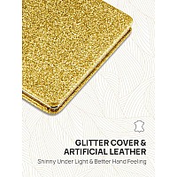 Omiro Compact Mirror Glitter Pu Leather 1X3X Magnification Ultra Portable For Purses 24 W X 34 L Gold