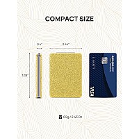 Omiro Compact Mirror Glitter Pu Leather 1X3X Magnification Ultra Portable For Purses 24 W X 34 L Gold