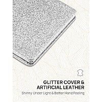 Omiro Compact Mirror Glitter Pu Leather 1X3X Magnification Ultra Portable For Purses 24 W X 34 L Silver