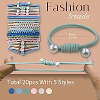 Hair Ties For Women Girls 20 Pcs Boho Dualuse Bracelets And Hair Tie For Thick Hairpony Tails No Damage No Crease Elastics H