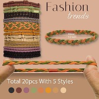 Hair Ties For Women Girls 20 Pcs Boho Dualuse Bracelets And Hair Tie For Thick Hairpony Tails No Damage No Crease Elastics H