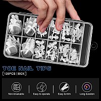 Aoraem Fake Toenails 120Pcs Soft Gel Full Cover Toe Nail Tips Clear Press On Toenails 12 Sizes Acrylic Toenails Gel Nail Extensi