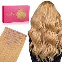 Wennalife Seamless Clip In Hair Extensions Human Hair 14 Inch 130G 7Pcs Strawberry Blonde Real Hair Extensions Clip In Human Ha