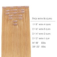 Wennalife Seamless Clip In Hair Extensions Human Hair 14 Inch 130G 7Pcs Strawberry Blonde Real Hair Extensions Clip In Human Ha