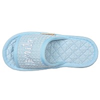 Loopuinhom Cotton Waffle House Slippers For Women Lightweight Open Toe Washable Portable Foldable Comfortable Guest Hotel Trave