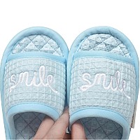 Loopuinhom Cotton Waffle House Slippers For Women Lightweight Open Toe Washable Portable Foldable Comfortable Guest Hotel Trave