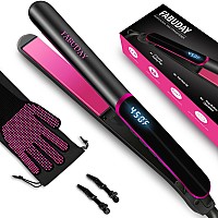 Fabuday Flat Iron Hair Straightener Dual Voltage Heat Up Quickly Lcd Display Auto Shutoff 12 Adjustable Temp Hot Iron For