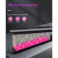 Fabuday Flat Iron Hair Straightener Dual Voltage Heat Up Quickly Lcd Display Auto Shutoff 12 Adjustable Temp Hot Iron For