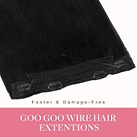 Goo Goo Wire Hair Extensions Human Hair 17A60A Ash Blonde Mix Platinum Blonde Highlighted 22Inch 115G Invisible Wire Hair Ext