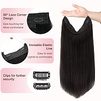 Goo Goo Wire Hair Extensions Human Hair 1B Natural Black Natural 22Inch 115G Invisible Wire Hair Extensions With Transparent