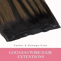 Goo Goo Wire Hair Extensions Human Hair 1B61B Natural Black With Chestnut Brown Balayage 22Inch 115G Invisible Wire Hair Ext