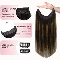 Goo Goo Wire Hair Extensions Human Hair 1B61B Natural Black With Chestnut Brown Balayage 22Inch 115G Invisible Wire Hair Ext