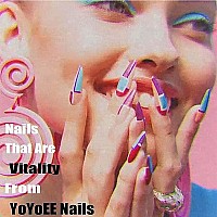 Yoyoee Brown French Press On Nails Long Coffin False Nails Bling Fake Nails Full Cover Butterfly Nails Tips For Women And Girls