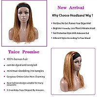 Tnice Ombre Headband Wig Human Hair Straight 12 Inch 427 Highlight Headband Wigs For Black Women Glueless None Lace Front Human