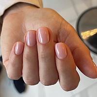 Natural Nude Short Square Press On Nails Kqueenest Glossy Light Color Real Glue On Nails Finger Nails Press On Elegant Fake Nail