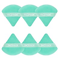 Facemade 6 Pieces Face Powder Puff With A Travel Case Soft Makeup Puff With A Container Triangle Velour Makeup Sponge Beauty