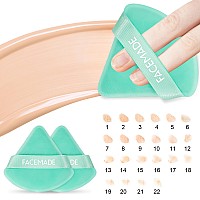 Facemade 6 Pieces Face Powder Puff With A Travel Case Soft Makeup Puff With A Container Triangle Velour Makeup Sponge Beauty